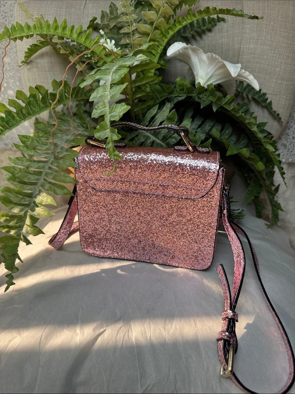kate spade Glitter Crossbody Satchel in Rose
